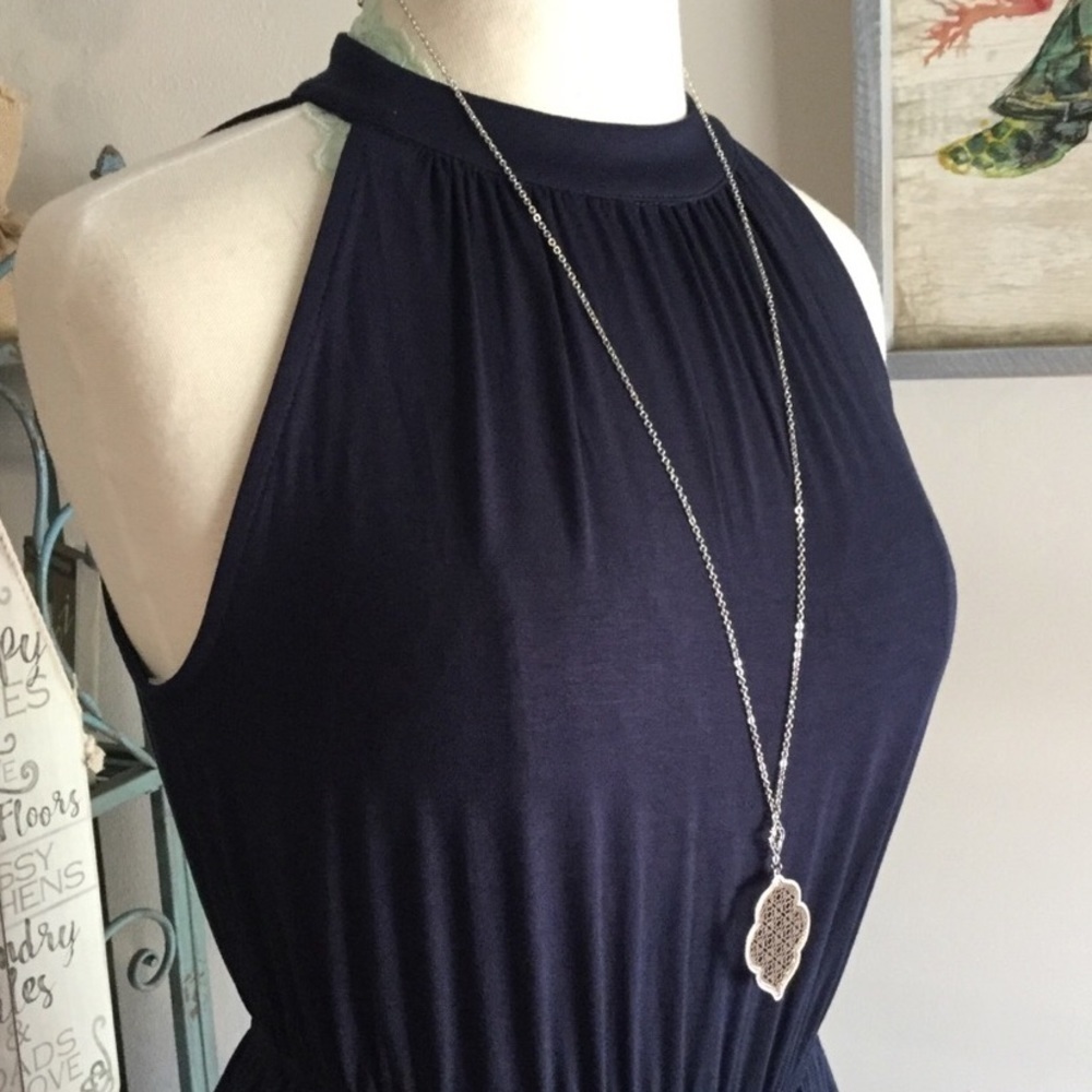 NWT Boutique Navy Cropped Jumpsuit | Size Medium - Picture 4 of 5